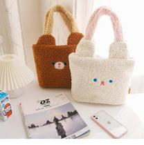 Japan-ROK cute vertical ear Rabbit hand carrying bag plush large capacity handbag Inwind net red teenage girl hearts single shoulder bag