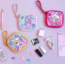 ins mobile phone data cable charging cable storage bag cute earphone bag Korean cartoon student female soft girl coin wallet