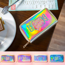 Japanese and Korean cute candy Korean long wallet card holder student laser female ins simple niche Japanese zipper