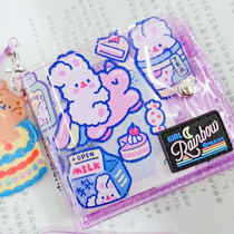 Student Net Red pass transparent card bag girl heart cute ins Wind Japanese shiny lanyard Square Wallet gel fashion