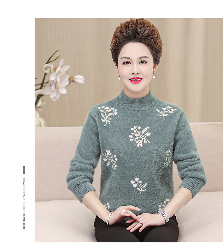妈妈装毛衣加厚老年保暖内搭上衣中老年女装冬季水貂绒毛衣打底衫 pic 59