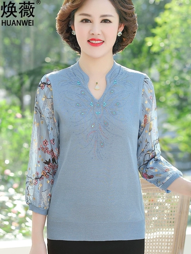 Весенняя футболка на день матери для матери, трикотажная летняя одежда для пожилых людей, комплект, коллекция 2022, для среднего возраста, в западном стиле