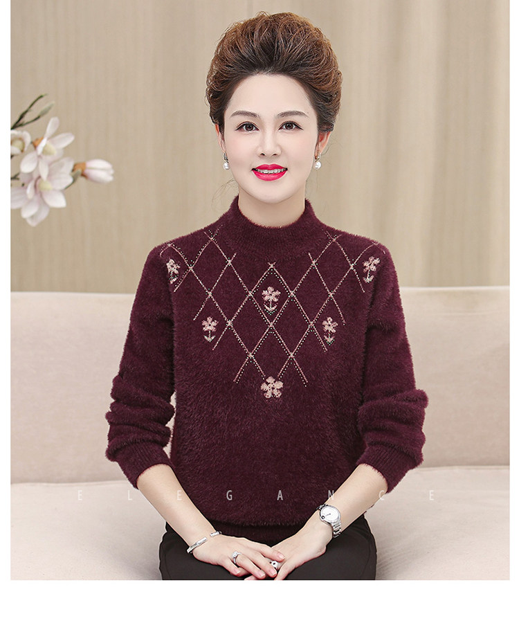 妈妈装毛衣加厚老年保暖内搭上衣中老年女装冬季水貂绒毛衣打底衫 pic 38