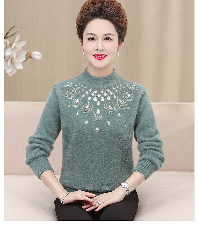 妈妈装毛衣加厚老年保暖内搭上衣中老年女装冬季水貂绒毛衣打底衫 pic 13