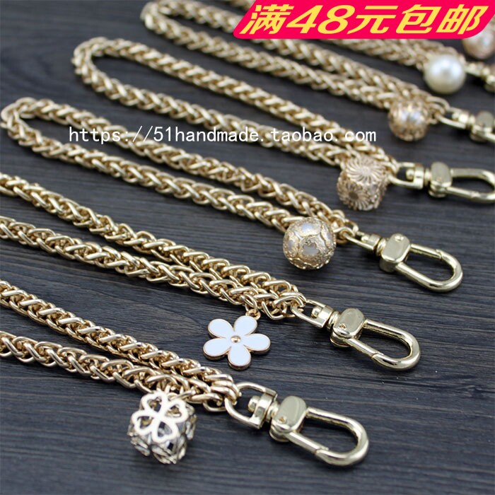 7mm Coarse Handbags Chain Bracelet Small Carry With Wrist Chain Lantern Chain Handmade DIY Bag Light Gold Metal Chain Accessories