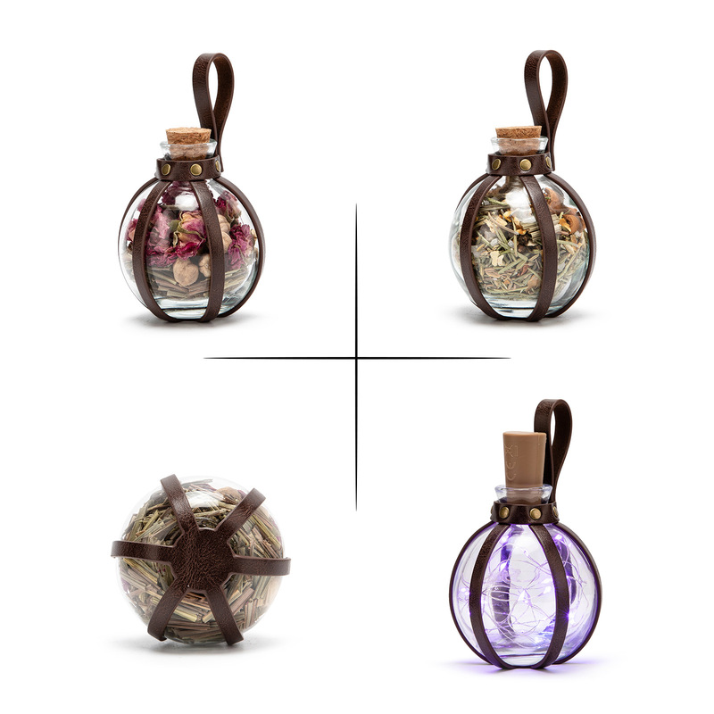 Retro Glass Magic Bottle, Leather Strap Decorative Bottle, Led Light Dried Flower Vase, Amazon Best-Selling Home Furnishings