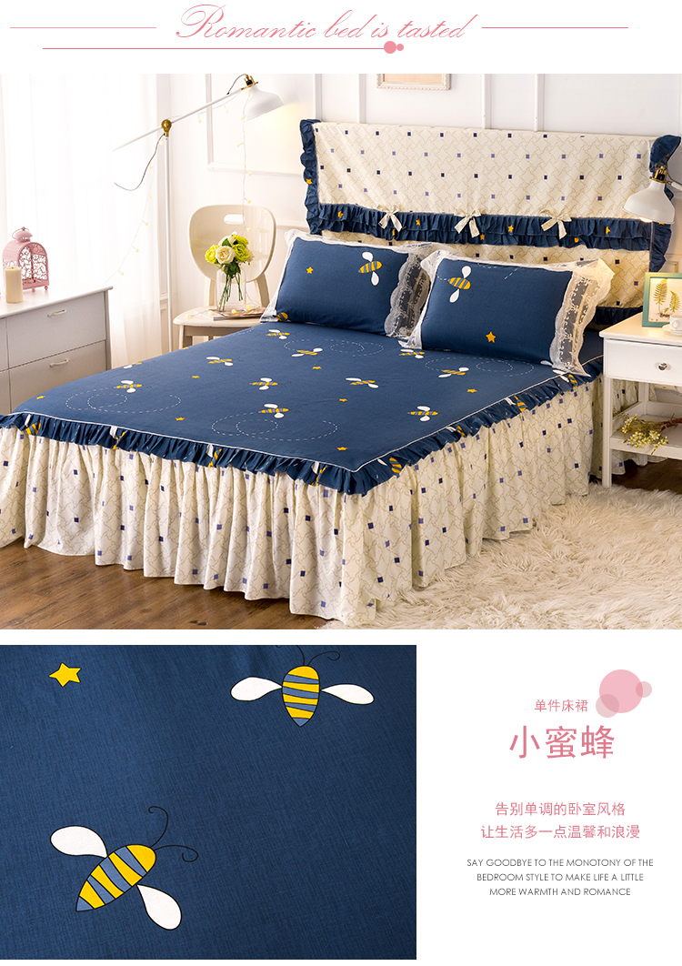 Non-slip giường váy mảnh duy nhất cotton đôi ren trải giường cotton Simmons bảo vệ bìa Hàn Quốc công chúa tấm ga trải giường