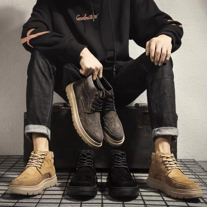 Martin boot male high drum Inlenty wind spring summer genuine leather trendy mid-cylinder 100 lap breathable tooling boots casual leather shoes man