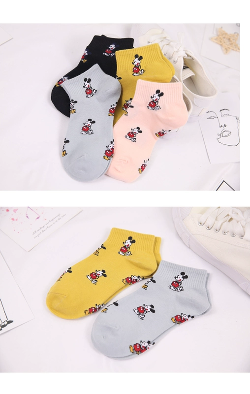 Mùa xuân và mùa hè vớ vớ thuyền vớ nữ Nhật Bản vớ cotton Hàn Quốc Mickey Mickey hoạt hình nông miệng vớ vớ thủy triều Mickey - Vớ bông