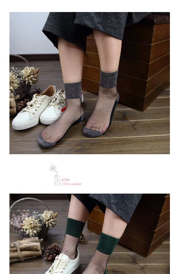 Mùa xuân và mùa hè siêu mỏng Nhật Bản vớ nữ ống mỏng pha lê vớ vàng và bạc bạc hành tây mùa hè thẻ pha lê lụa nữ vớ vớ da quần