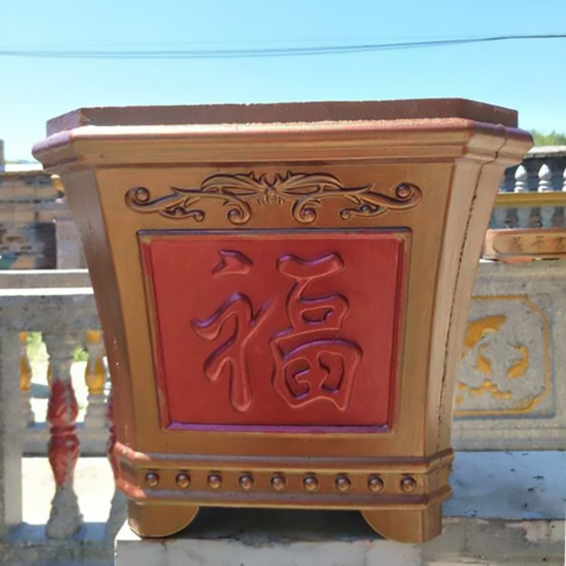 Square Fu Character Cement Flower Pot Mold Products Homemade Plastic Concrete Garden Bonsai Eu Style Vase Potted