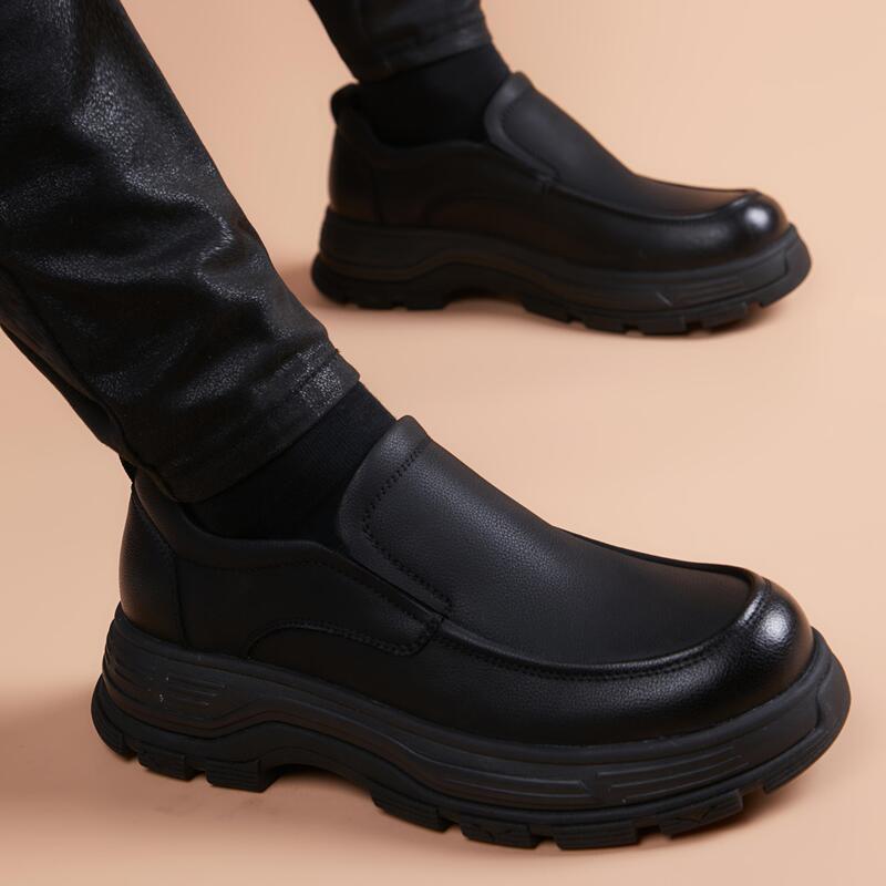 Men's Leather Shoes, Genuine Leather, Business Casual, Slip-On, Soft Leather, British Style, Height-Increasing, Non-Slip, Wear-Resistant, Thick-Soled Men's Shoes Men's Leather Shoes, Genuine Leather, Business Casual, Slip-On, Soft Leather, British Style, Height-Increasing, Non-Slip, Wear-Resistant, Thick-Soled Men's Shoes