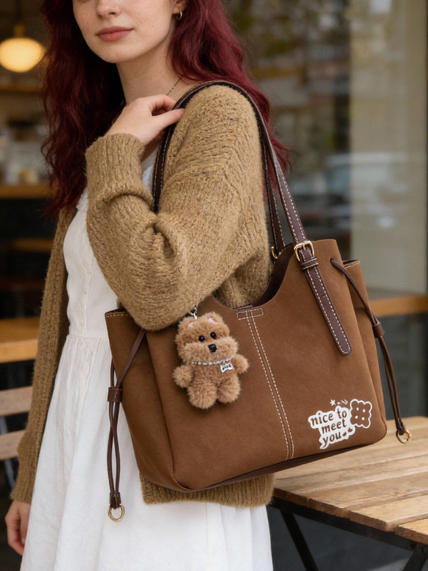 Ctlnokegin Light Retro Melard Tote Bag Large Capacity Bag Autumn and Winter Handbag Women's Shoulder Bag Commuter Bag