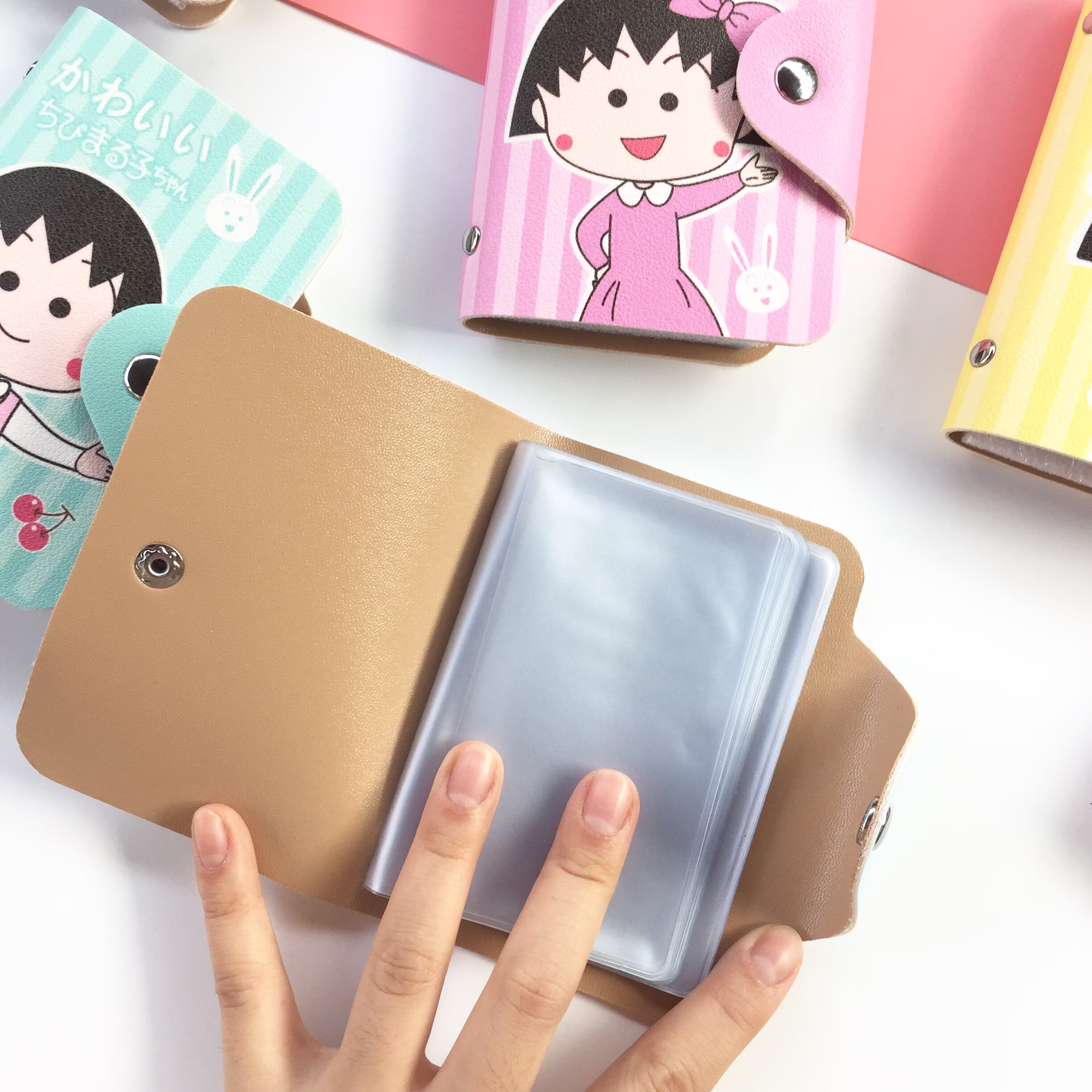 Dễ thương anh đào viên pu gói gói thẻ bảo vệ chủ thẻ chủ thẻ xe buýt thẻ thẻ ngân hàng thẻ thủy triều - Chủ thẻ ví nữ mini
