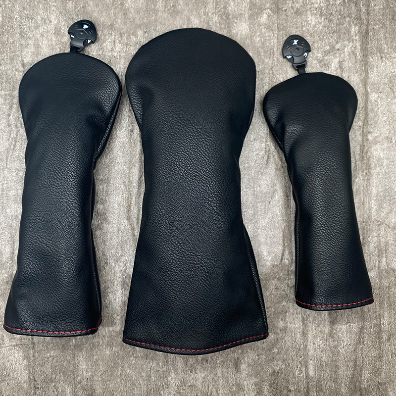 Black minimalist simulation leather golf clubhead cover wood rod sleeve clubhead protective sleeve No. 1 wood ball road wood iron wood rod
