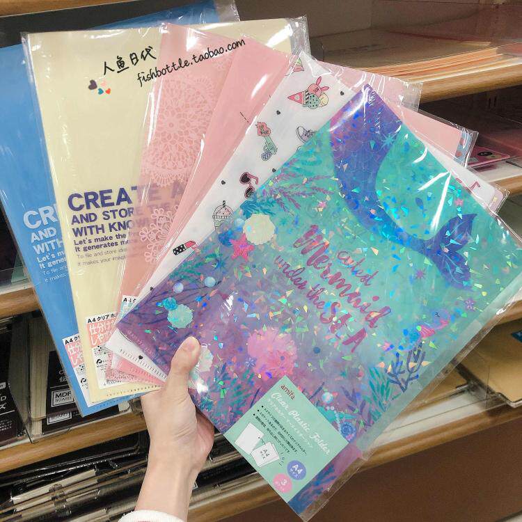Several layers of Japanese A4 multi-layer folder cartoon storage bag data finishing clip student office work spot