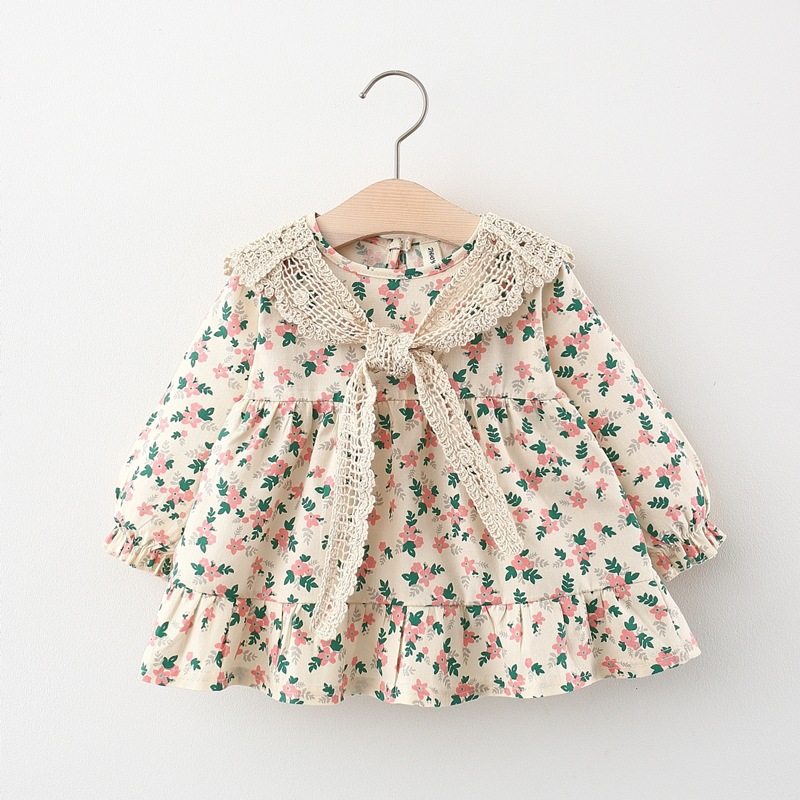 Girl Autumn Dress New Ocean Dress 2022 Baby 1-4 Years 3 Small Baby Pure Cotton Skirt Foreign Crummy Princess Dress