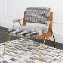 Nordic light luxury houndstooth single lazy sofa chair Small apartment living room Balcony bedroom home leisure Danqing family