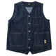 Imitation kendo cloth pineapple grain texture navy blue Japanese style multi-pocket tooling vest vest jacket for young men