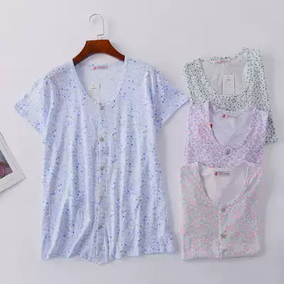 Summer new middle-aged and elderly short-sleeved old man knitted cotton cardigan sleeve mother with fat and enlarged loose undershirt women