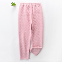 Middle-aged and elderly womens warm pants high waist loose one-piece plus fat plus pure cotton three-layer quilted mother printed cotton pants