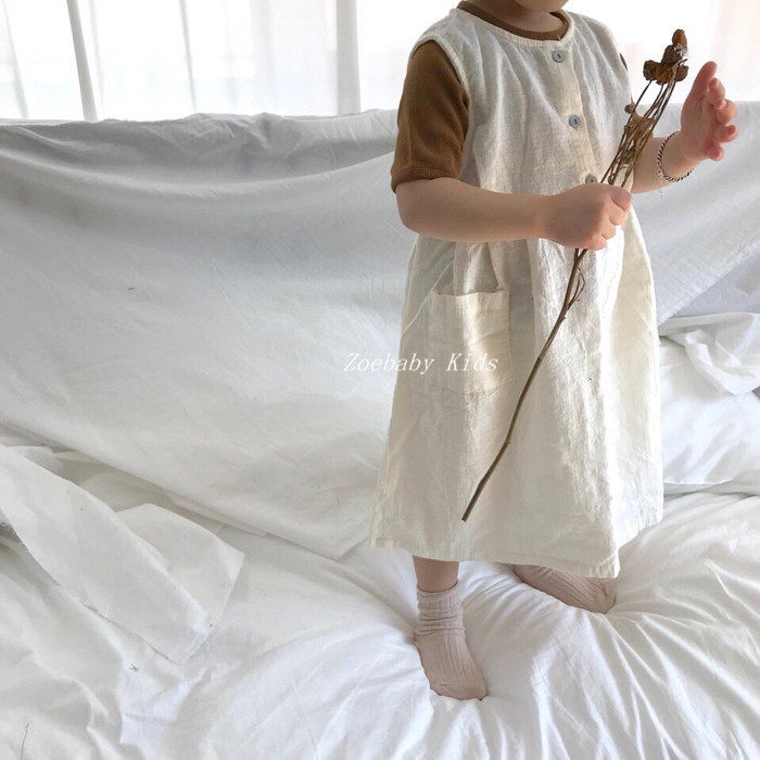 Zoebaby Korean children's clothing girl baby light breathable sleeveless high waist doll skirt spring and summer ins