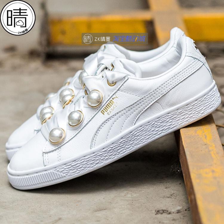 Puma Suede Basket Bling Pearl Giày thông thường Bow Sneakers 366732-01 - Dép / giày thường giày bitis nữ