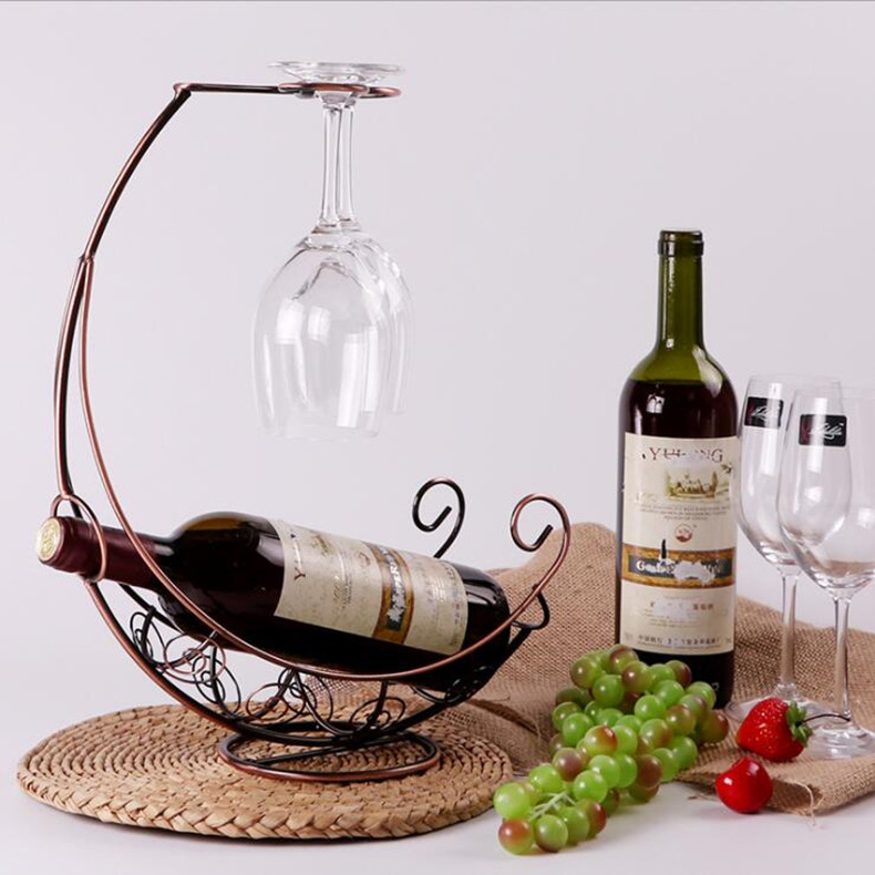 Creative Eu Style Wine Shelf Red Wine Shelf Red Wine Rack Fashion Wine Bottle Rack Sea Pirate Ship High Foot Cup Rack Swing