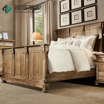 The export trade American country wood bed double bed 1 8 meters old antique white American club bed