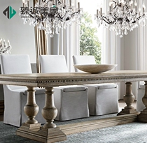 American solid wood rectangular dining table French dining table stretchable wooden table small apartment simple dining table and chair combination