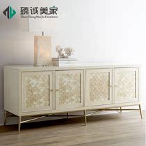 American country TV cabinet French living room white shell finish Mediterranean solid wood cabinet can be customized