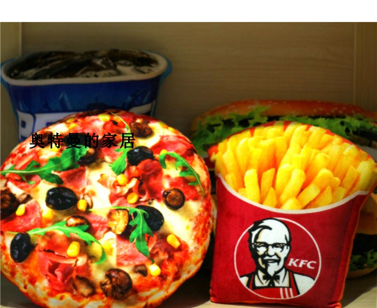 Sáng tạo Mô Phỏng Snack Thực Phẩm Gối Bia Bánh Pizza Popcorn Đệm Xe Văn Phòng Đệm Gối Sang Trọng