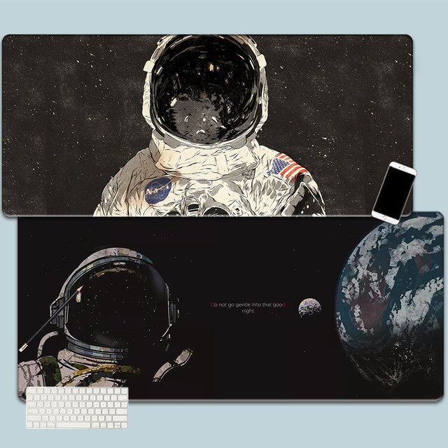 nasa太空人科幻鼠标垫太阳系超大锁边游戏桌垫八大行星学生键盘垫