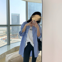 RAREST independent design Early spring new products 15% off ding]Free hot combed cotton fresh wide striped shirt women