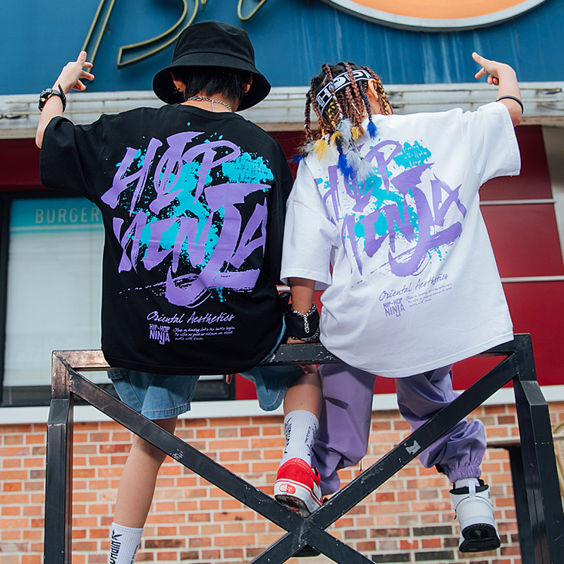 Nien Family Hip Hop Loose Young Children Street Dance Suit Boy T-shirt Short Sleeve Pants 61 Performance Out of the suit Hiphop