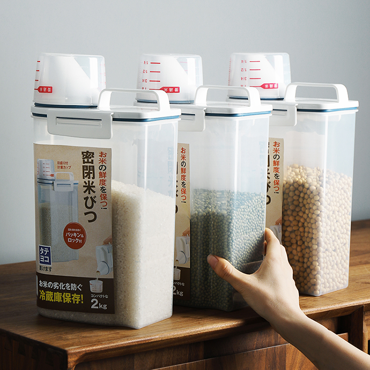Japan ASVEL sealed rice barrel 2 kg scale quantitative rice can flour storage box put rice storage box