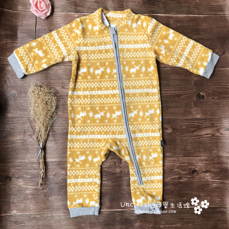 2 món xuất khẩu xuân, thu đông Nhật Bản cho bé sơ sinh nhung bé dây kéo góc Xiêm romper đồ ngủ Hakata áo liền quần cho bé
