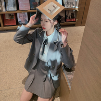 Plum cooked retro College wind age age fashion suit pleated skirt suit women 2021 spring and autumn small suit jacket