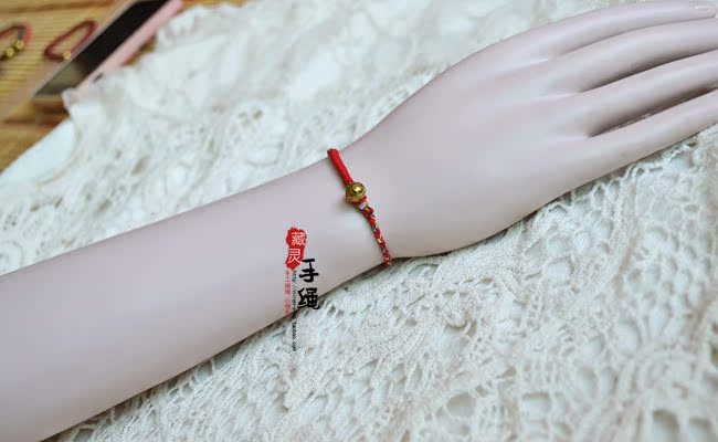 [Chuyển tâm linh] làm bằng tay dây đỏ vòng tay vòng chân bằng đồng nguyên chất rắn rắn bóng đôi nam nữ - Vòng chân lắc chân nữ 10k