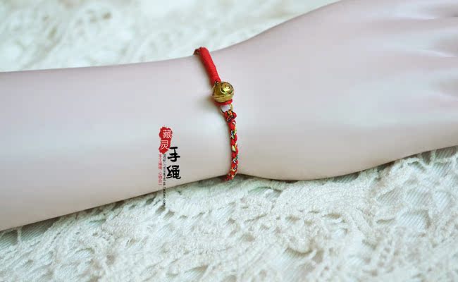 [Chuyển tâm linh] làm bằng tay dây đỏ vòng tay vòng chân bằng đồng nguyên chất rắn rắn bóng đôi nam nữ - Vòng chân lắc chân nữ 10k