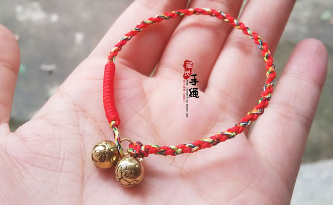 [Chuyển tâm linh] làm bằng tay dây đỏ vòng tay vòng chân bằng đồng nguyên chất rắn rắn bóng đôi nam nữ - Vòng chân lắc chân nữ 10k