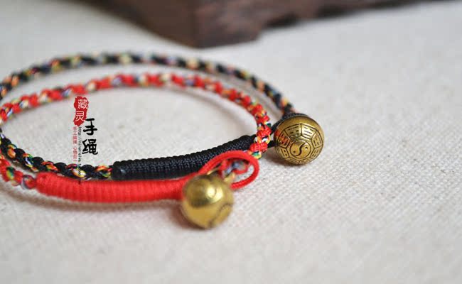[Chuyển tâm linh] làm bằng tay dây đỏ vòng tay vòng chân bằng đồng nguyên chất rắn rắn bóng đôi nam nữ - Vòng chân lắc chân nữ 10k