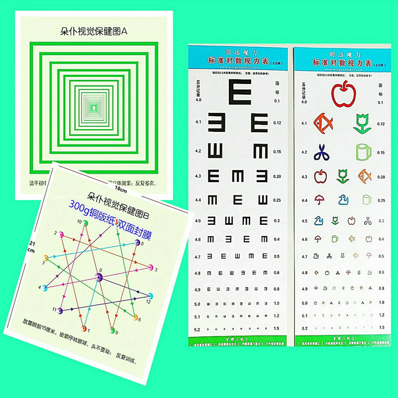 Children's vision examination table Flip chart myopia amblyopia eye examination Eye movement overlooking health massage chart Double-sided vision