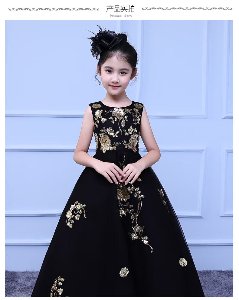 Người mẫu catwalk buổi tối của trẻ em váy dài váy cô gái sinh nhật công chúa váy trẻ em lớn trang phục piano - Váy trẻ em váy trẻ em hàn quốc
