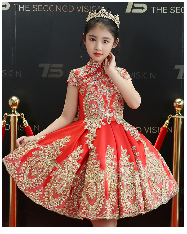 Trẻ em ăn mặc công chúa sinh nhật cô gái ăn mặc catwalk hiệu suất quần áo nhỏ chủ nhà buổi tối trang phục piano mùa thu và mùa đông đồ vest cho bé trai 1 tuổi