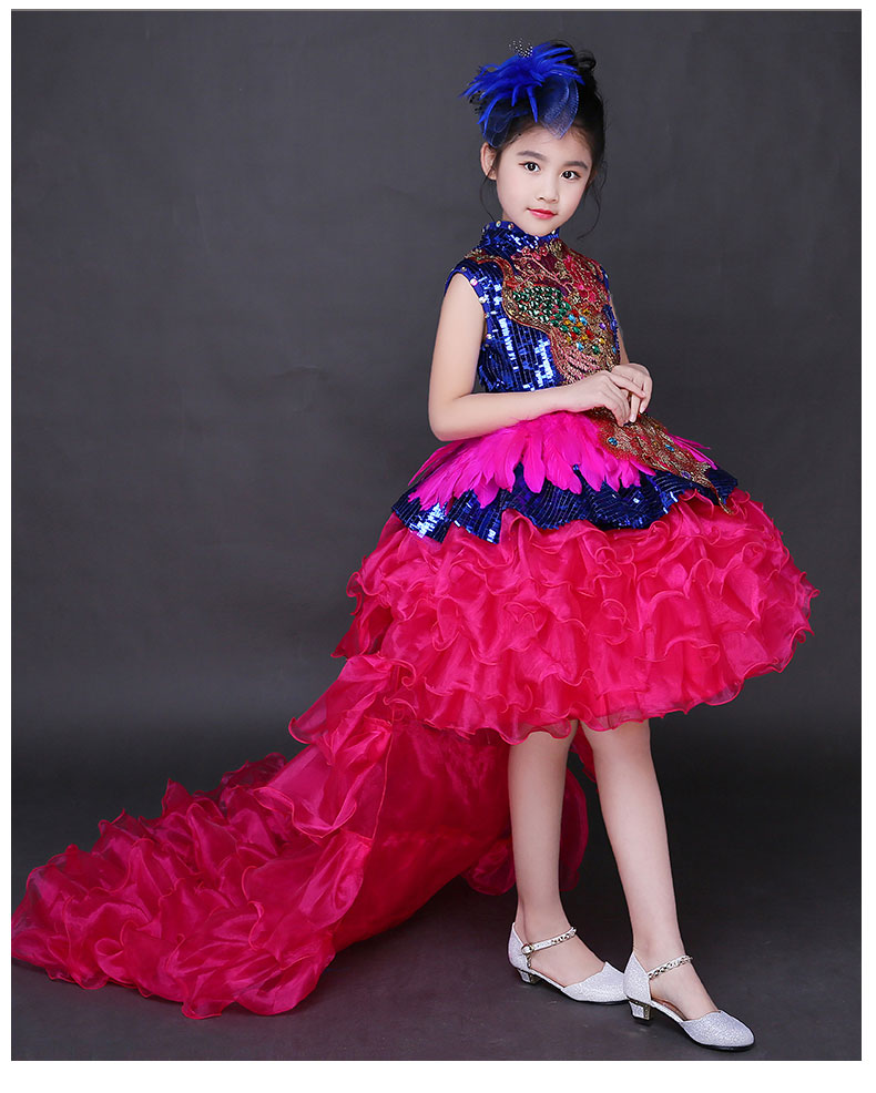 Trẻ em chủ nhà buổi tối ăn mặc mô hình catwalk trang phục cô gái hiệu suất quần áo cô gái công chúa váy lót đuôi dài quần áo phù rể cho bé trai