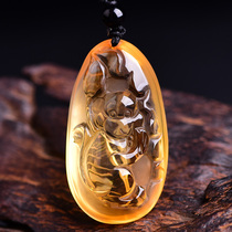  Gift orange citrine monkey pendant Mens and womens zodiac amulet Zodiac monkey pendant Time lucky pendant