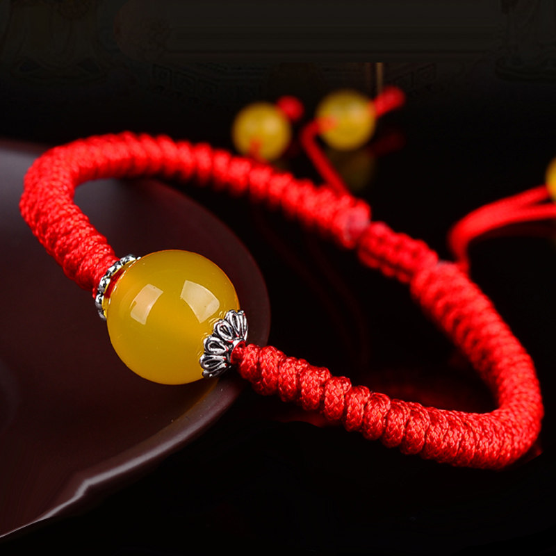 Orange Stone Barrel Pearl Hearts by Handstring Men's and Men's Life Annual Red Rope Hand Refining of the Festive Gifts