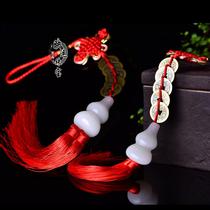 Copper Wudi money pendant White jade Gourd Ming Spell Gourd Mai Lingling Fu Lu Auspicious-white jade Gourd door hanging