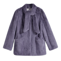YINER womens winter velvet warm mink fur genuine fur scarf collar jacket